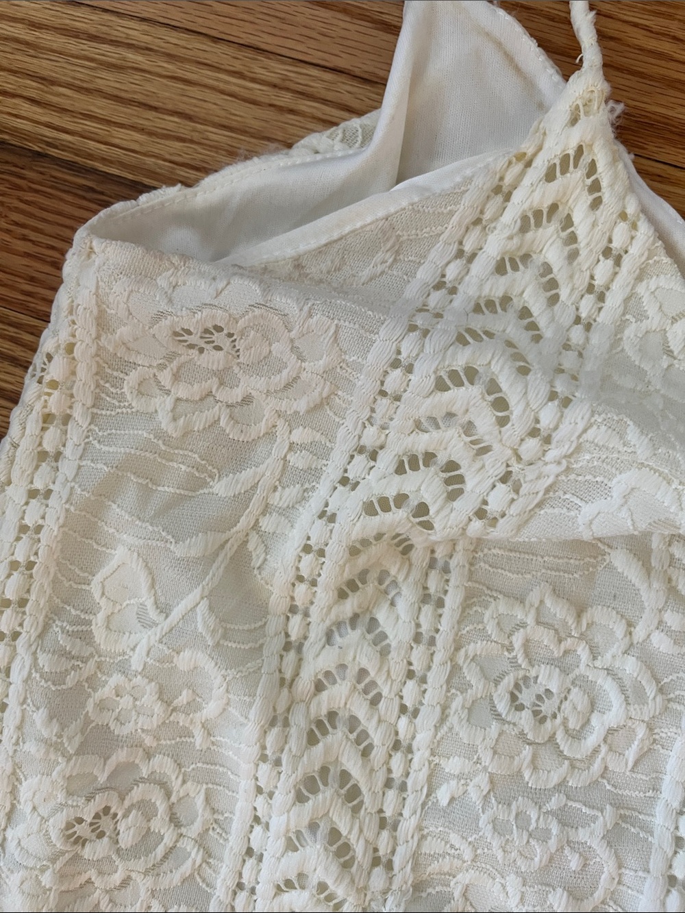 Alland State Ivory Lace Dress Boho A-Line Spaghetti Strap Large - Picture 3 of 5
